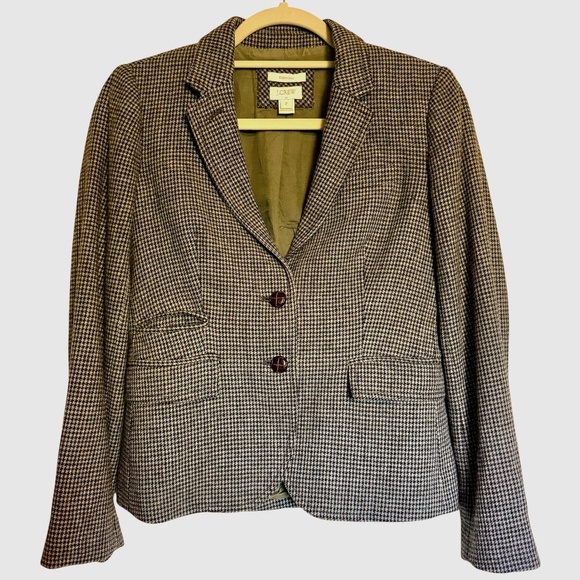 J. Crew Factory Jackets & Blazers - J. Crew Factory School Boy Houndstooth Blazer Wool Blend  Size 2 Preppy